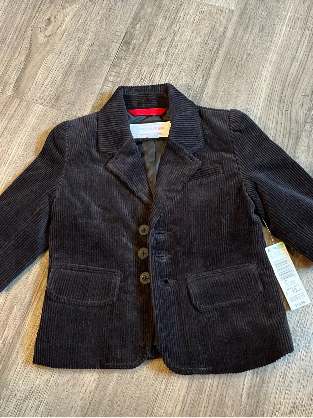 Wonderkids Black Corduroy Blazer Jacket for Kids 12 months